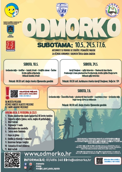 ODMORKO TIJEKOM ŠKOLSKE GODINE – IZLETI NA SLJEME