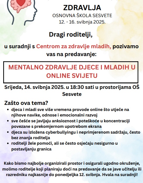 TJEDAN MENTALNOG ZDRAVLJA U OŠ SESVETE