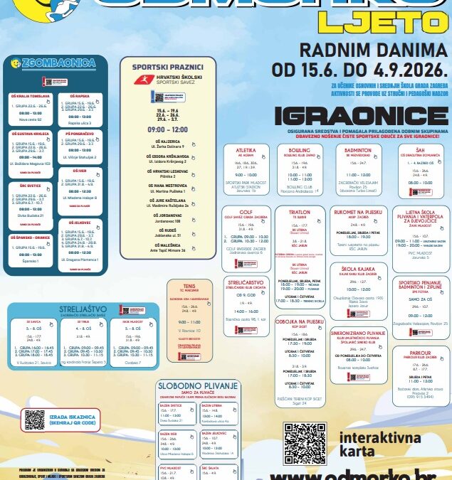 Odmorko ljeto 15.6. – 4.9. 2026. godine